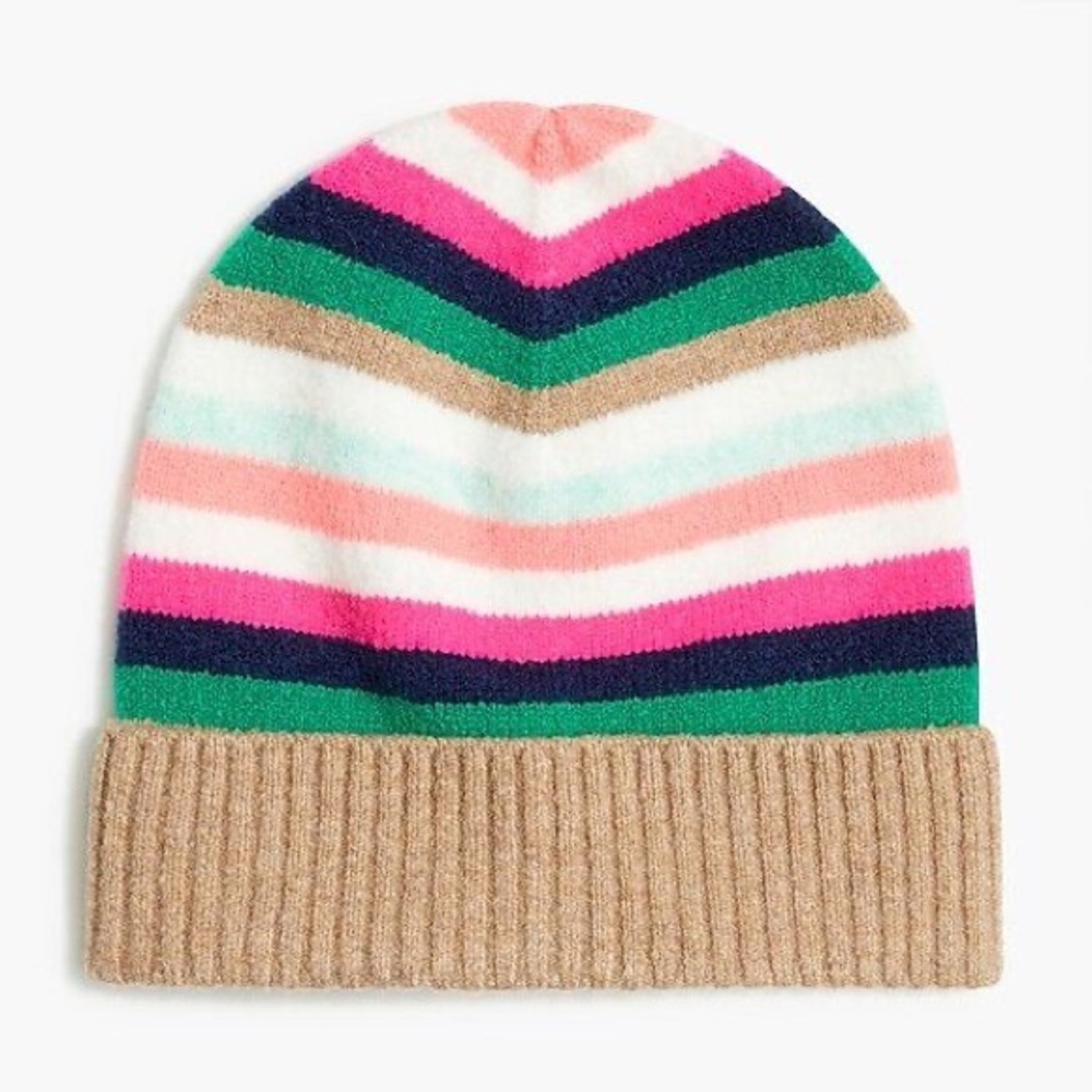 J Crew Colorful Striped Extra-Soft Yarn Beanie Hat‎